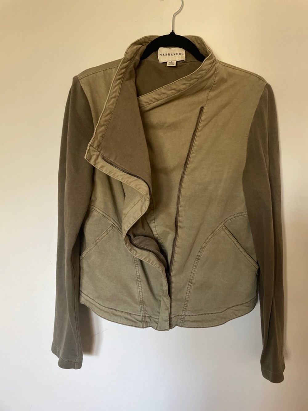 Marrakech Olive Cropped Moto Jacket Size L